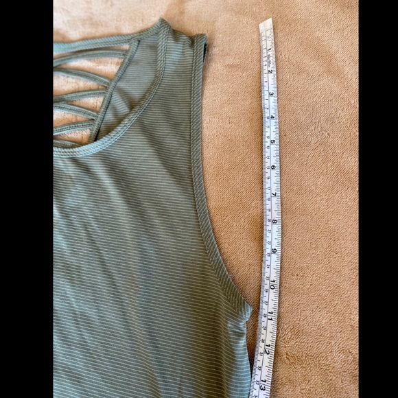 Marika Active Crop Top Tank - Olive Green Striped - Picture 6 of 11